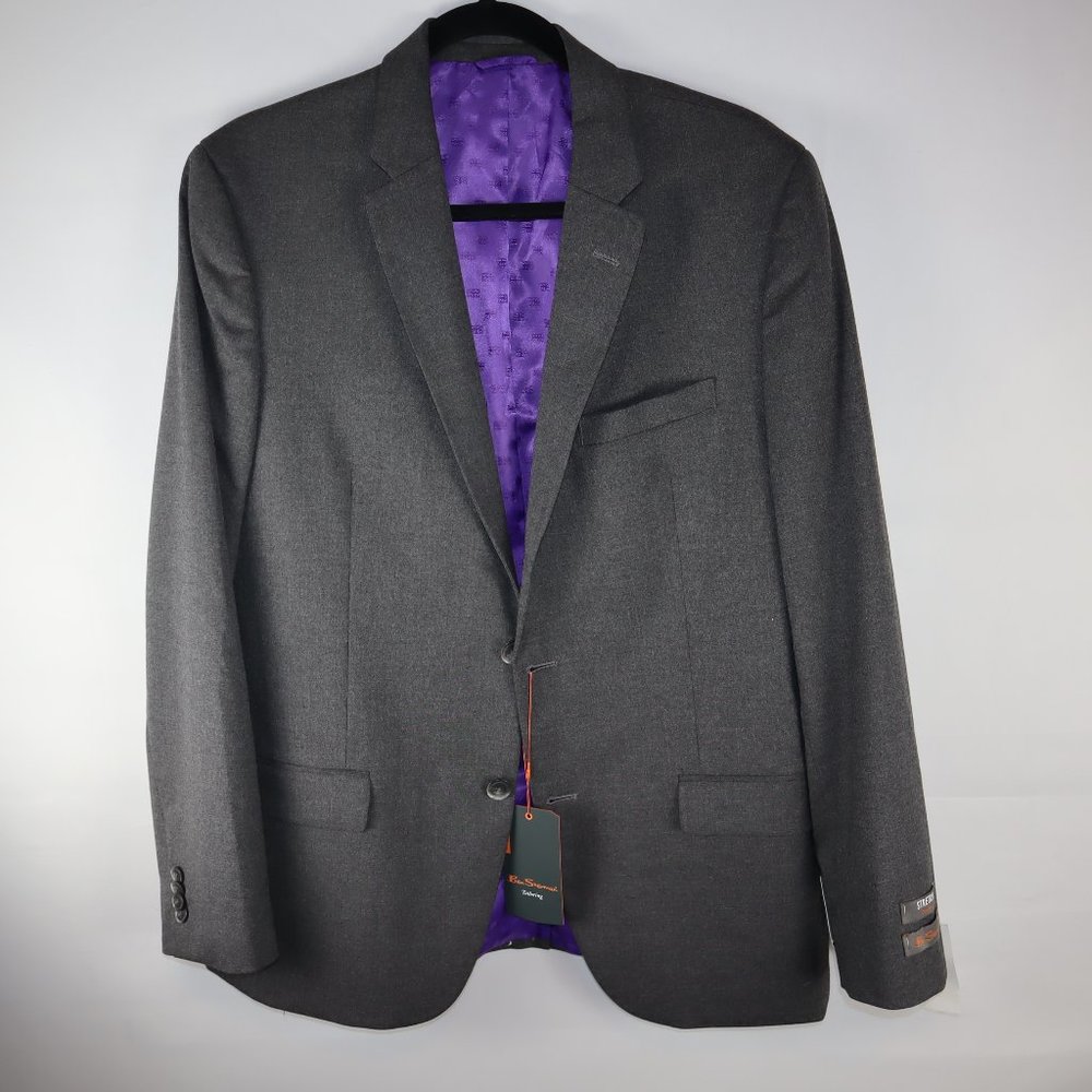 Ben Sherman Hanwll Grey Stretch Two-Button Suit Jacket Blazer Men's Size 42R-NWT